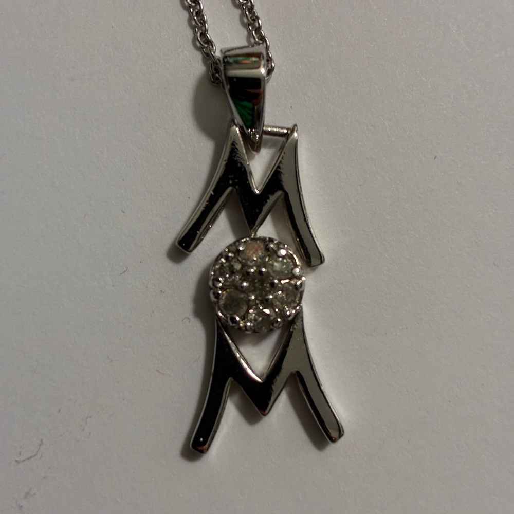 Mom Sterling Silver Gemstone Pendant With Chain